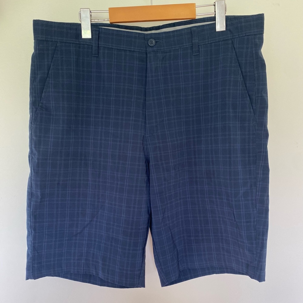 Sunice Navy Plaid Golf Shorts